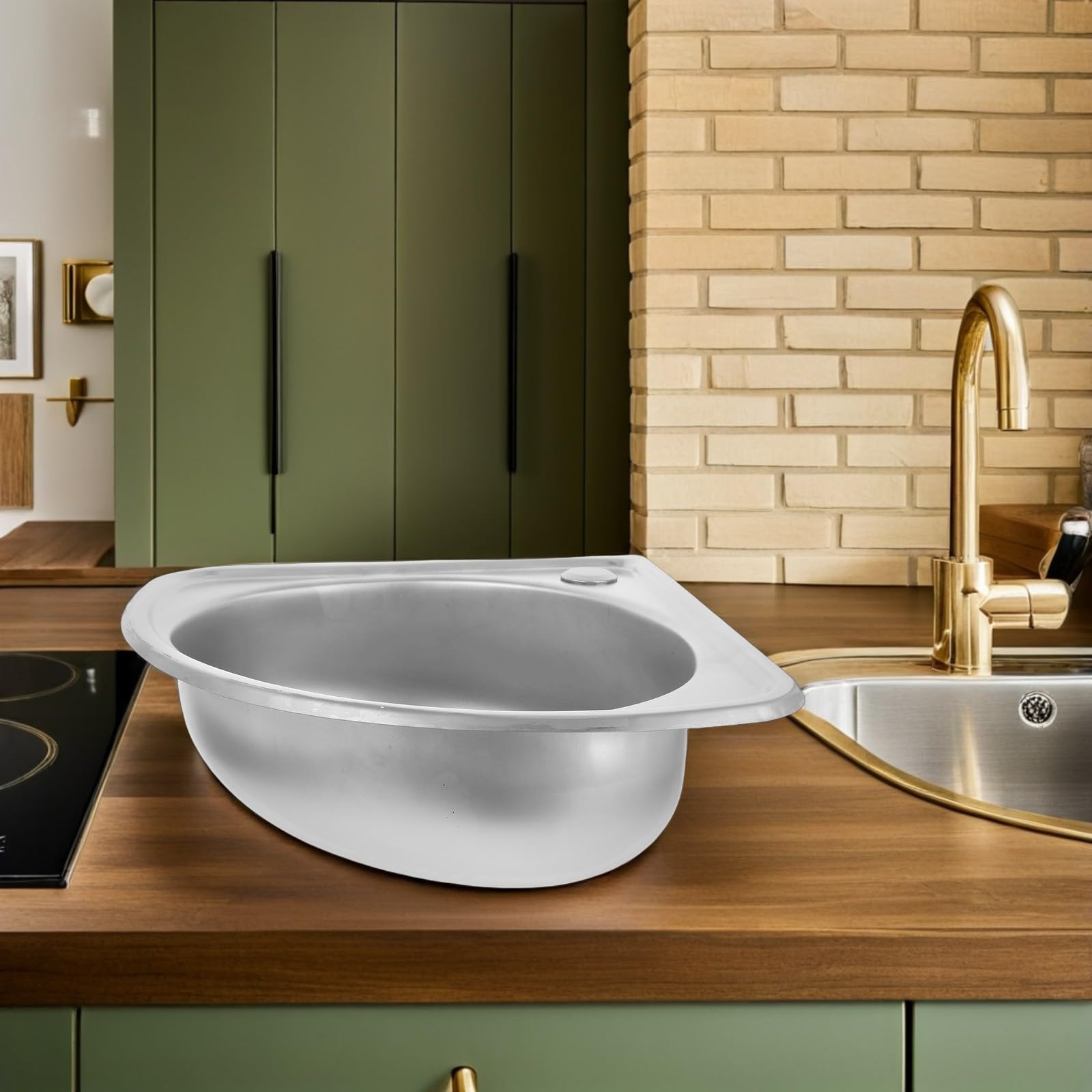 Fregadero Lavabo Sencillo Seno de Autocaravana Pequeño Acero Inoxidable para Varios estilos Diseño Multifuncional Material Resistente y para Cocinas Pequeñas y Motorhomes