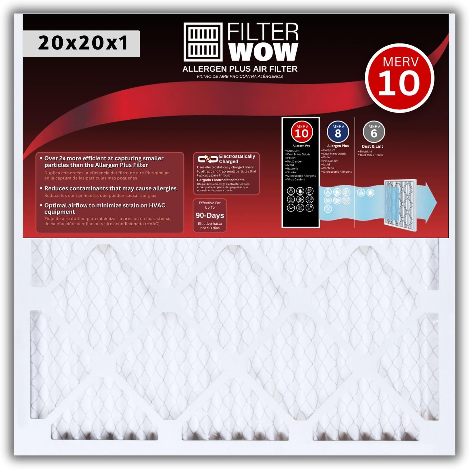 BNX 20x20x1 MERV 8 Air Filter 4 Pack - MADE IN USA - Electrostatic - Foto 2