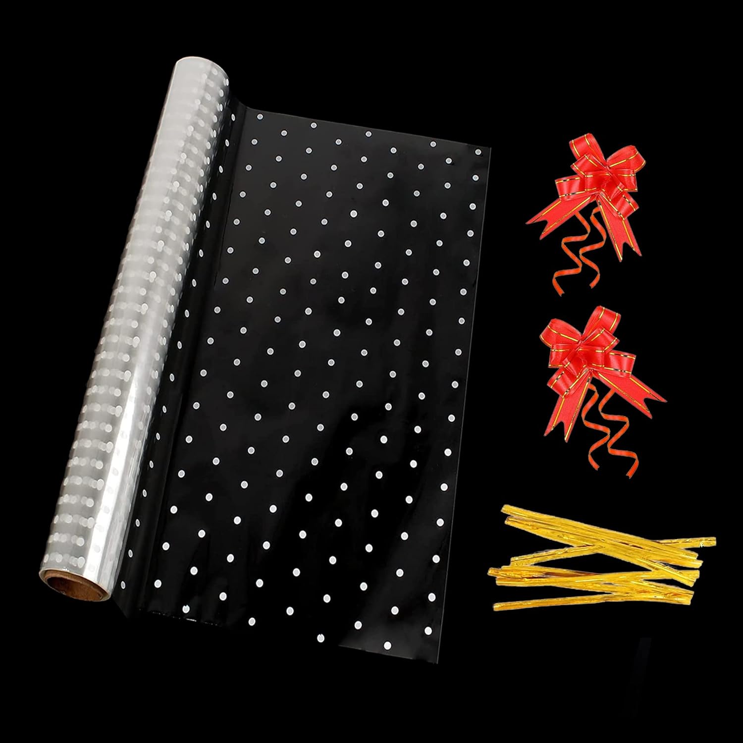 Bizway Cellophane Wrap for Hampers 40cm x 30m Clear & Florist