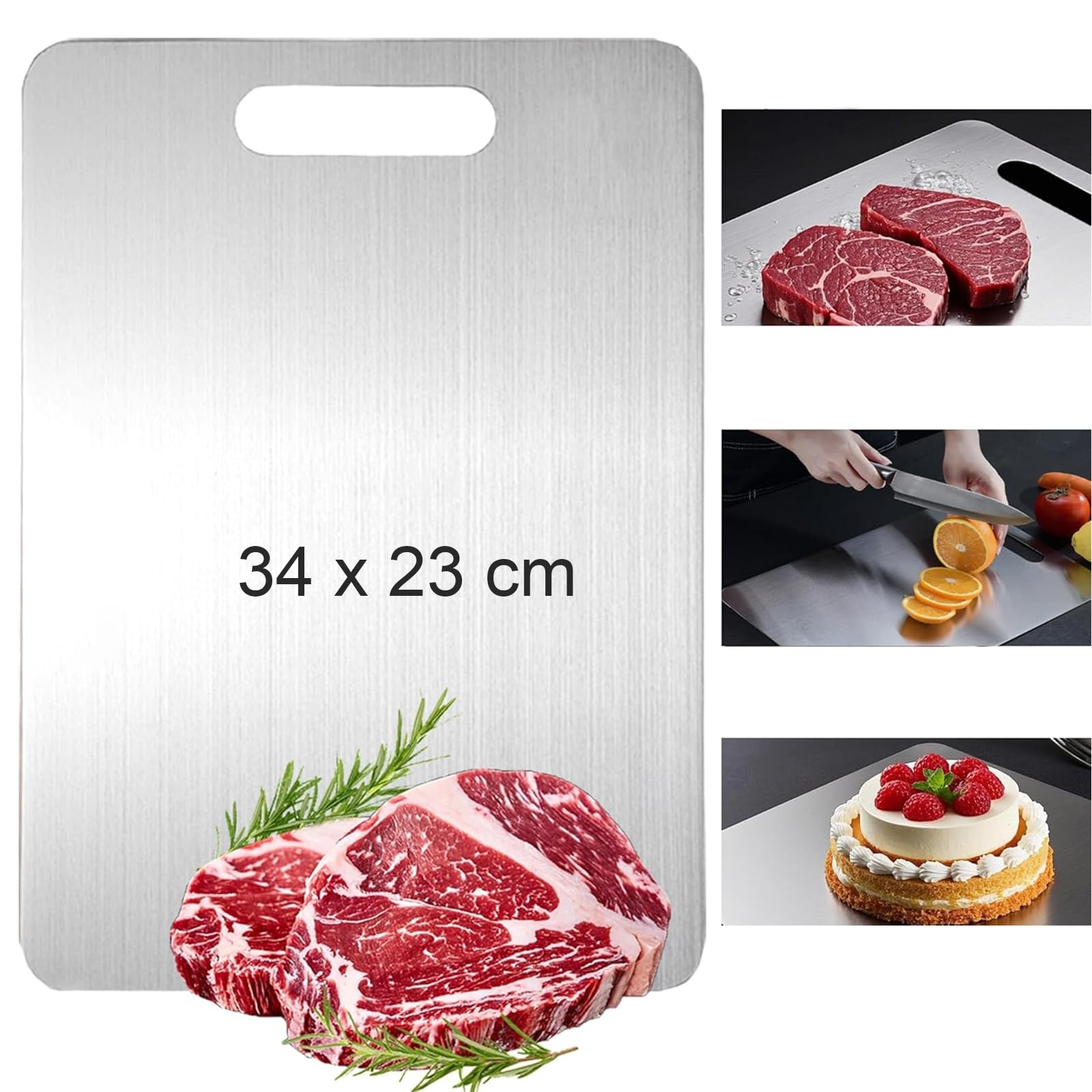 Tábua de Corte Aço Inoxidável Multiuso para Cozinha Churrasco e Acampamento Ideal para
