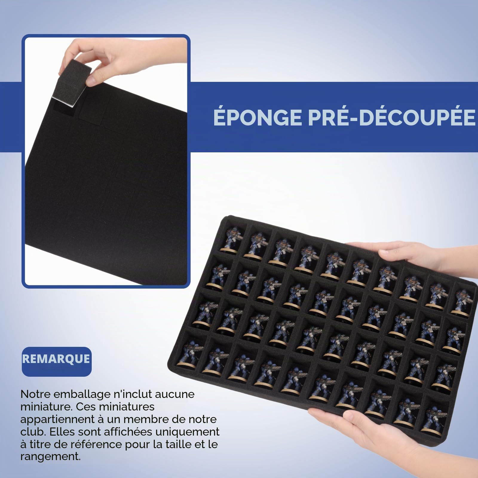 Sac de transport pour figurines miniatures, 120 emplacements pour figurines miniatures compatibles avec les figurines 40K et D&D, étui de rangement miniature avec 3 plateaux en mousse, Noir