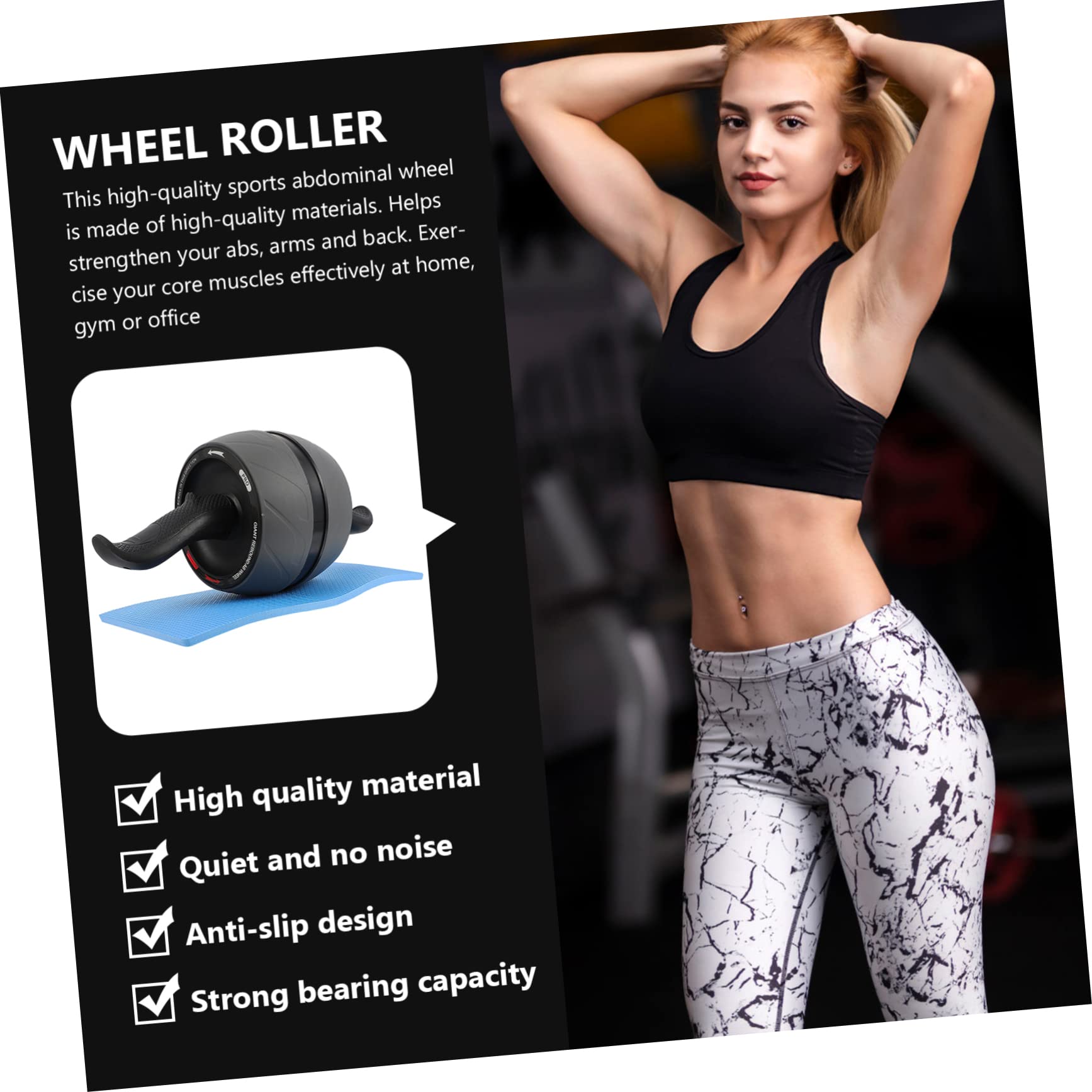 Abaodam Ruota Addominali Fitness Abs con Rimbalzo Automatico Attrezzo per Esercizi Addominali Casa per e Potenziamento Muscolare con Antiscivolo e Ruota