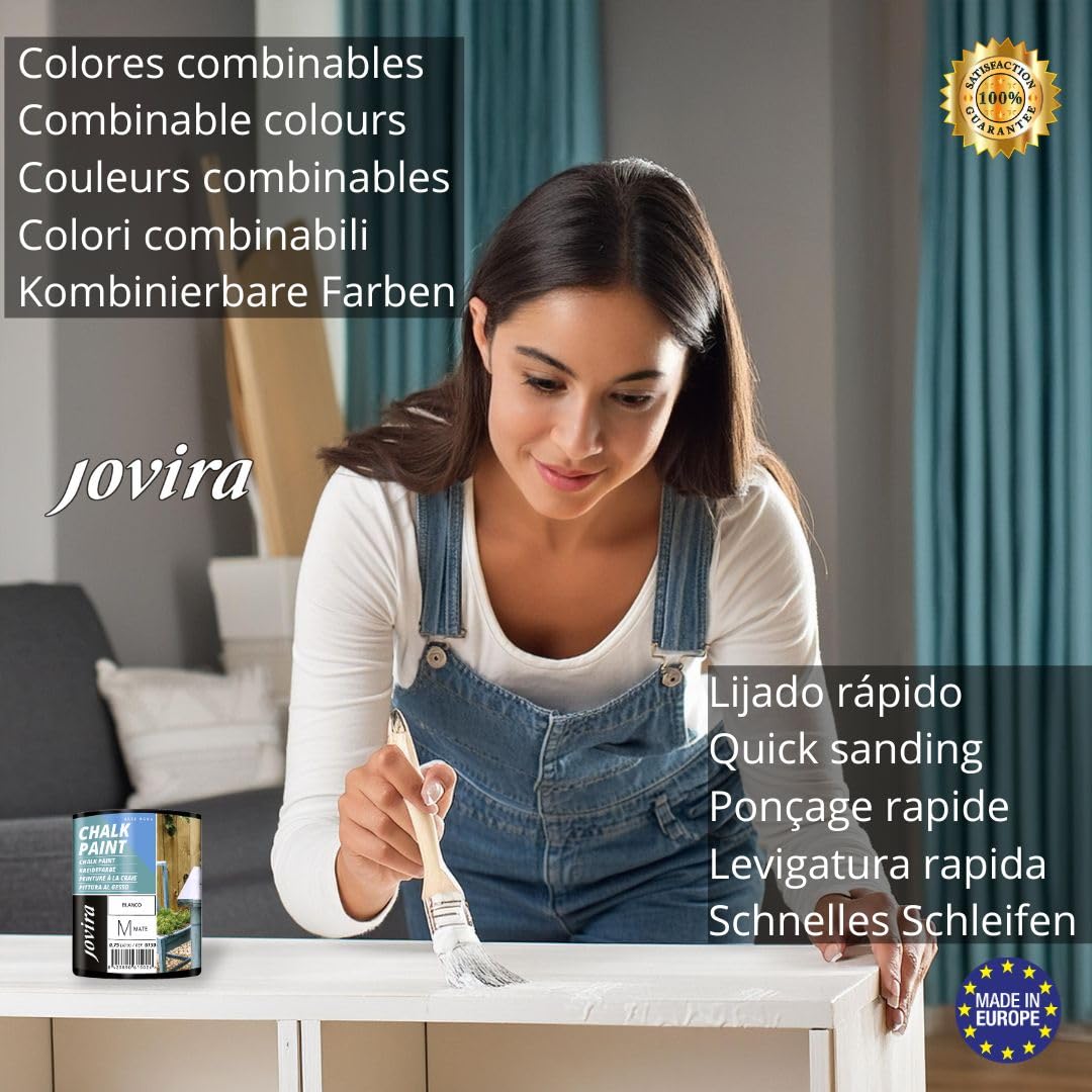 JOVIRA PINTURAS Chalk Paint, Pittura al Gesso, Matte all' Aqua, Rinnova il tuo arredamento con creatività. (375 Millilitri, Bianco Antico)