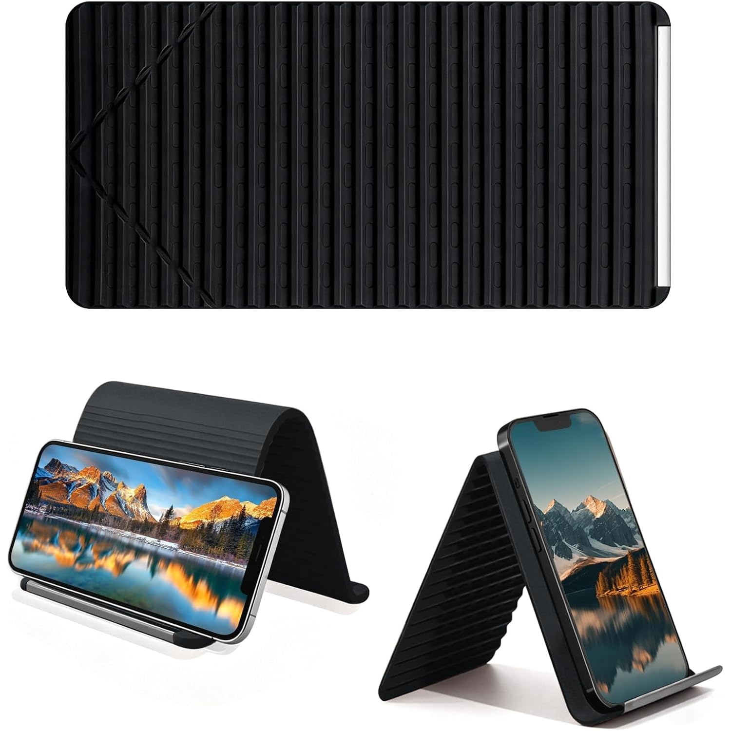 New Flexible Silicone Phone Holder, Folded into Any Shape, Universal Adjustable Anti-Slip Desktop Mount for Home Office Travel (Black)-image-35