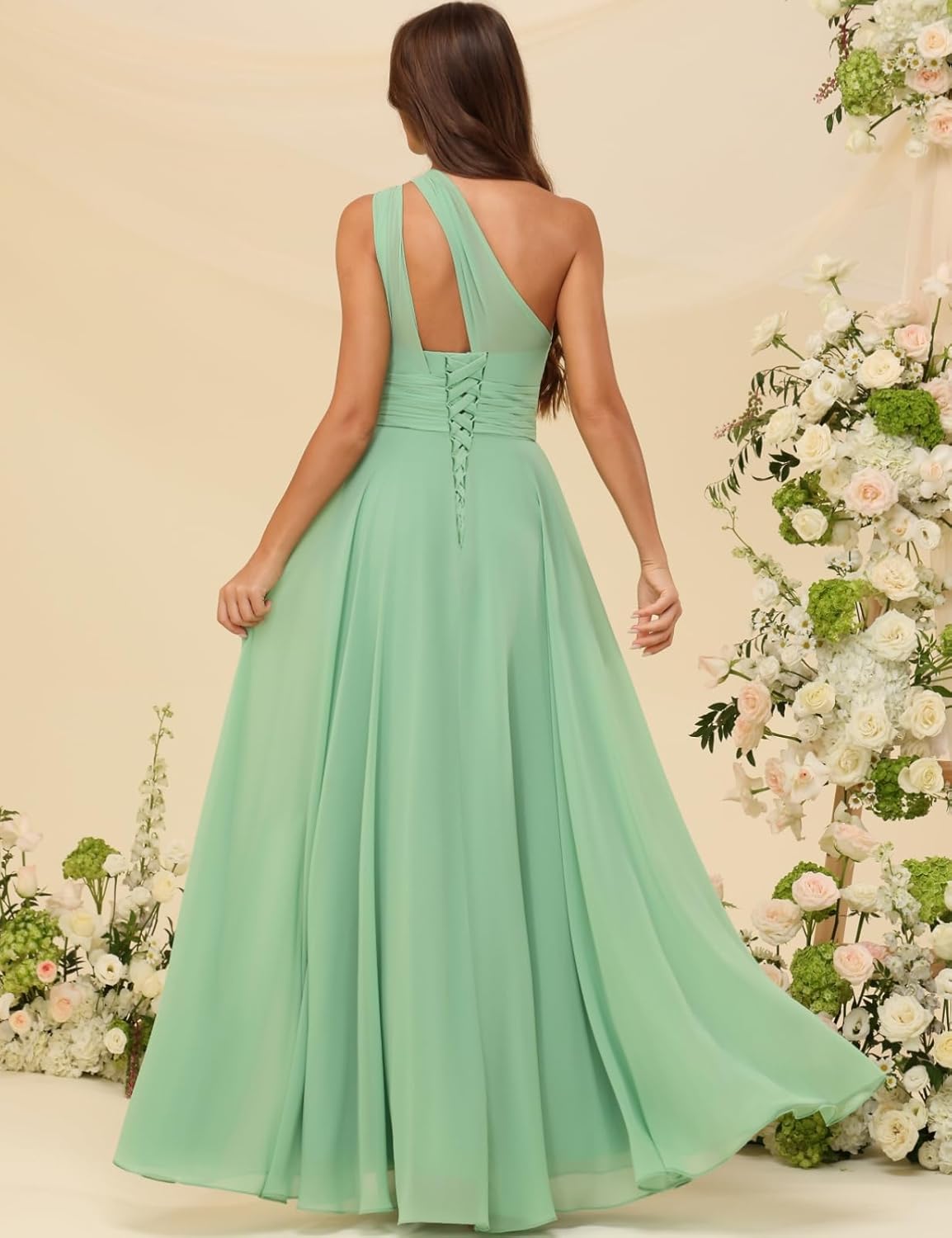 ForElise One Shoulder Bridesmaid Dresses for Women Chiffon A Line Pleated Long Formal Evening Gowns - Image 4