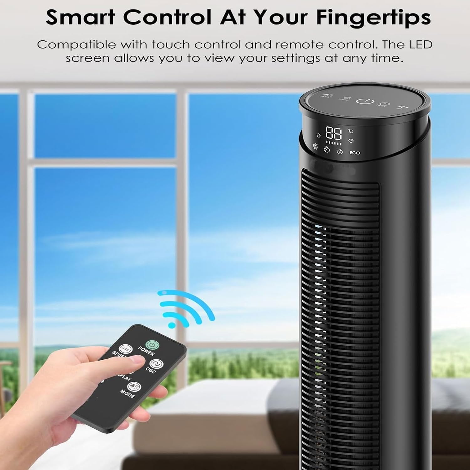 タワーファン、部屋全体振動タワーファン、スマートサイレントタワーファン、寝室用強力電動冷却ファン、ホームオフィス用静音ファンタワー、 【ペルチェ】