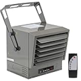 Comfort Zone 10,000W Hard-Wired Garage Heater – Industrial & Commercial Ceiling Mount, 240V Fan-Forced Heater with Remote, Digital Thermostat, Timer, 2 Heat Settings, Overheat Protection, Grey