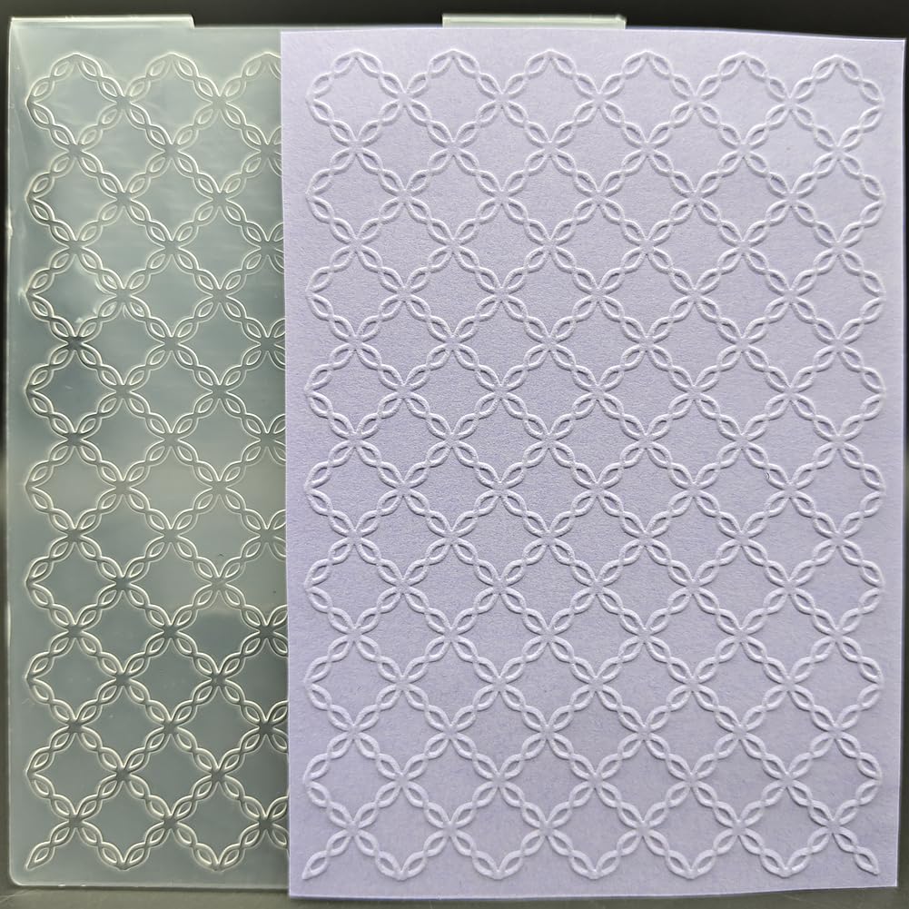 Plastic Embossing Folder 5x7 Inch Chain Grids Paper Crafts Plastic Textured Impressions for Card Making Scrapbooking