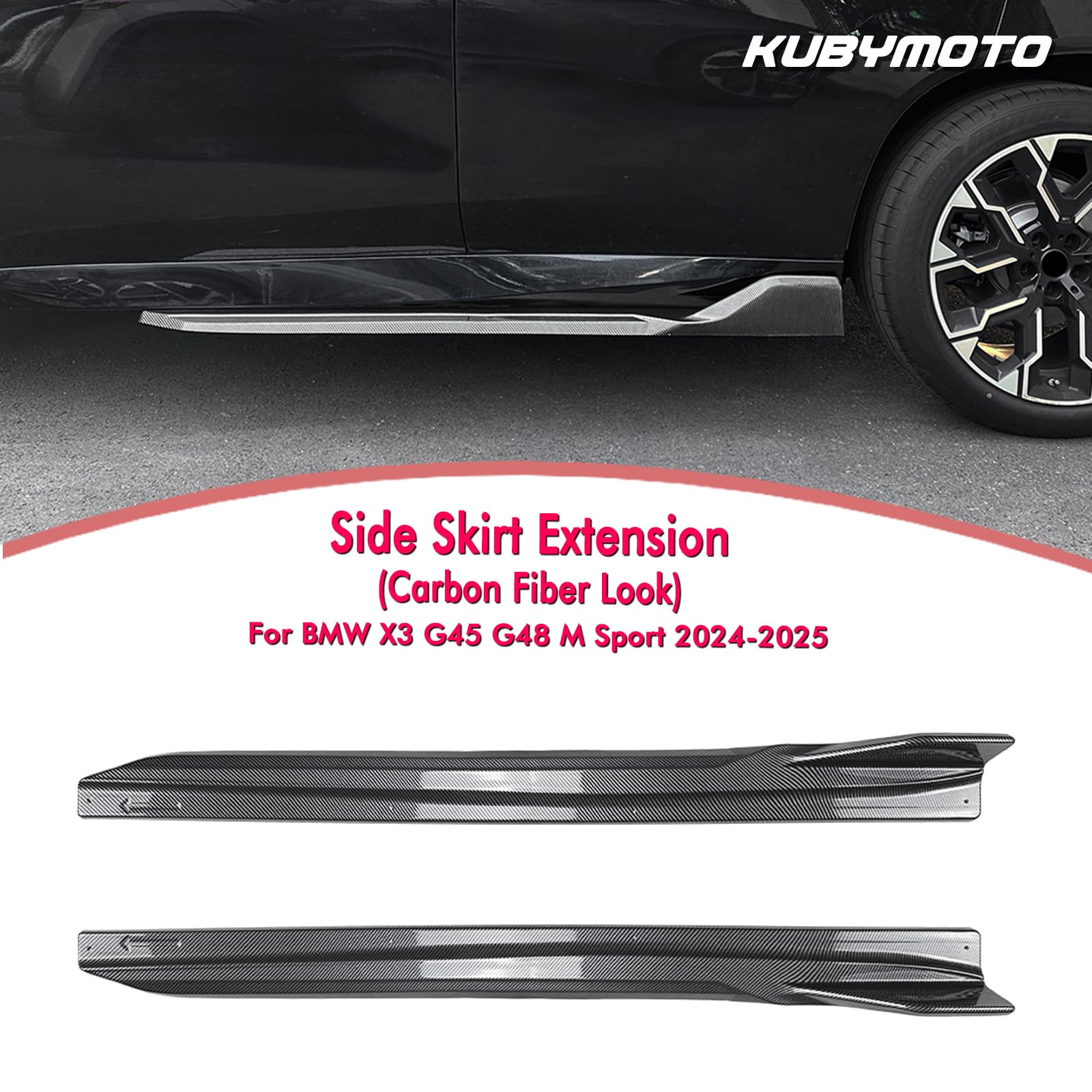 Panel de extensión de faldón lateral de coche para BMW X3 G45 G48 M Sport 2024 2025, aspecto negro/carbono