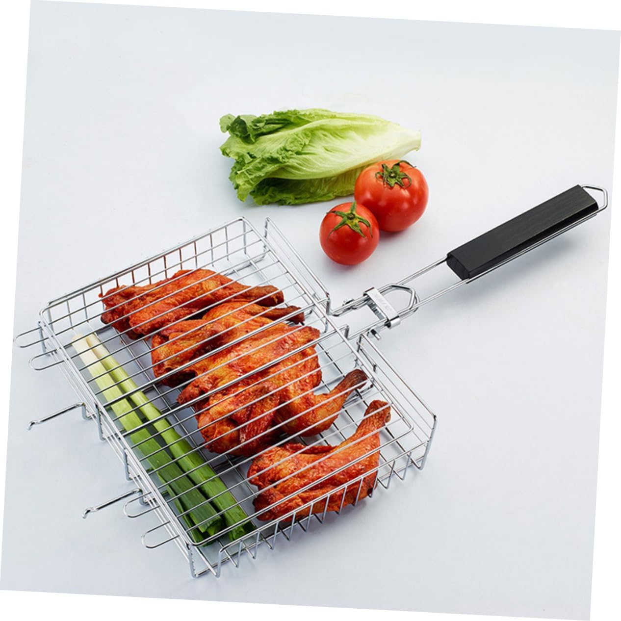 1pc Stainless Steel Bbq Grill Rack Portable Folding Barbecue Tool for Outdoor Cooking for Fish and Chicken for Picnics and Backyard Grilling