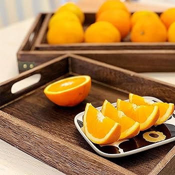 木製ディナープレート 3枚セット サービングトレイ 37cm 長方形 木製 木製ディナープレート 3枚セット サービングトレイ 37cm 長方形