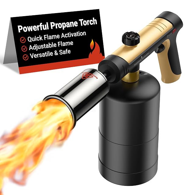 ThermoMaven Propane Torch with One-Touch Max Fire Cooking Blow Torch Gun with a Safety Lock Charcoal Lighter Flame
