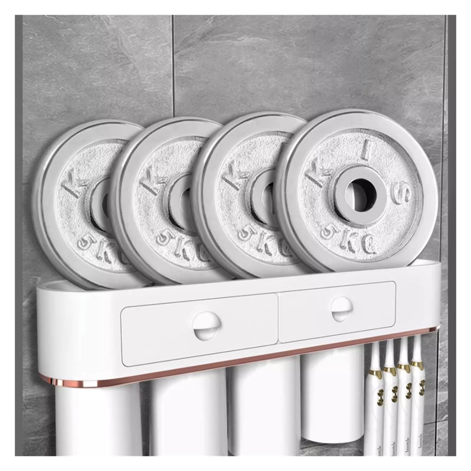 Soporte para cepillos de Dientes con cajón, Soporte magnético para cepillos de Dientes montado en la Pared, Organizador de Almacenamiento para baño con Taza (A S32cm)