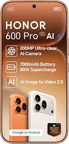 HONOR 600 PRO 12GB+512GB DS ORANGE 200MP Camera 7000mAh | 200MP Ultra-clear AI Camera/ 7000mAh Battery + 80W Supercharge/ AI Image to Video 2.0