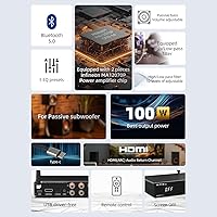 Vista 4 de S.M.S.L A50Pro,LPF&HPF,2.1 Channel Audio Amplifier,100W Bass Output Power, HiFi Bluetooth 5.0 Stereo Audio Amplifier,Supports HDMI (ARC),Passive