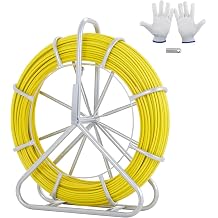 VEVOR Fish Tape Fiberglass 5/16 in, Electrical Fish Tape 492ft, Duct Rodder Fishtape Wire Puller, Cable Running Rod with Steel Reel Stand 8MM x 150M