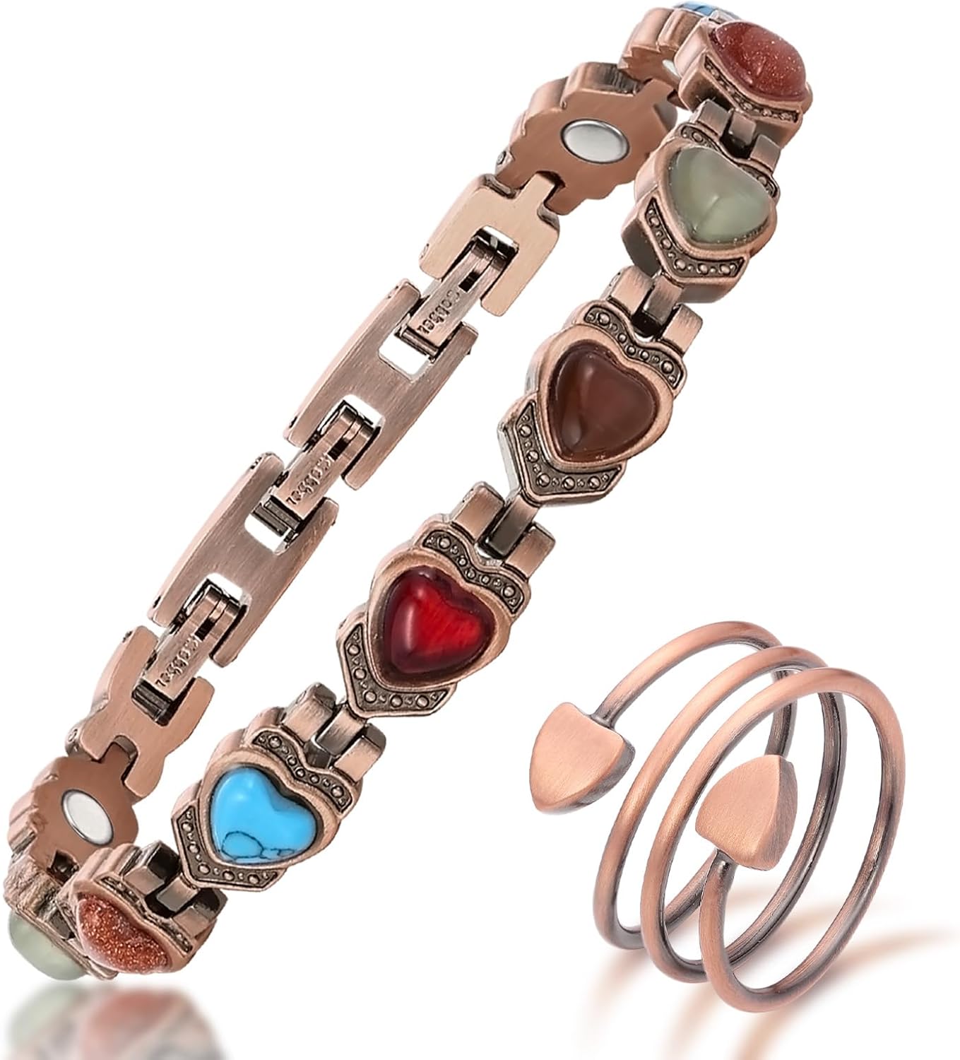MagEnergy Copper Bracelet for Women, 99.99% Pure Solid Copper Bracelet with 3500 Gauss Magnetic, Adjustable, Jewelry Gift
