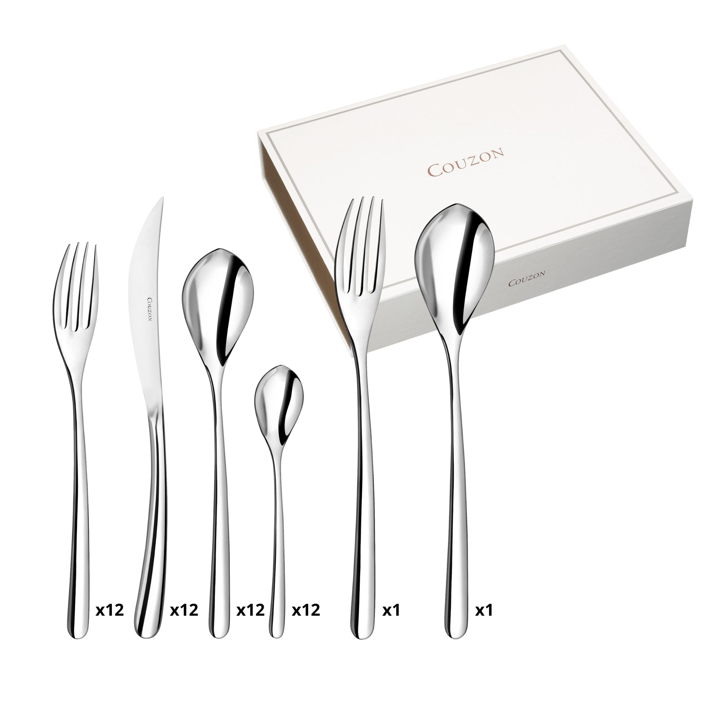Couzon - Cubertería Eole de Acero Inoxidable (50 piezas)