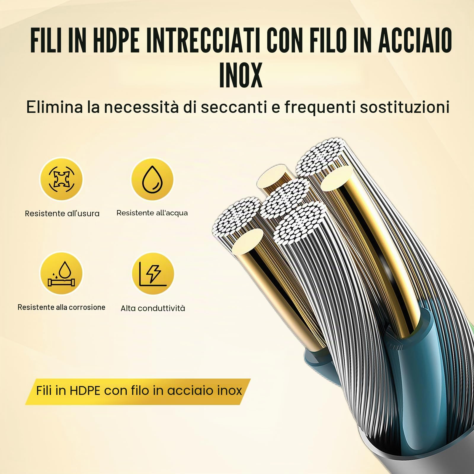 VEVOR Nastro per Recinzione Elettrica, 500 m Filo Polietilene Portatile 19 mm Larghezza 6 Fili in Acciaio Inox con Conduttività e Resistenza alla Ruggine, Linea Corda Recinzione per Cavalli, Bestiame