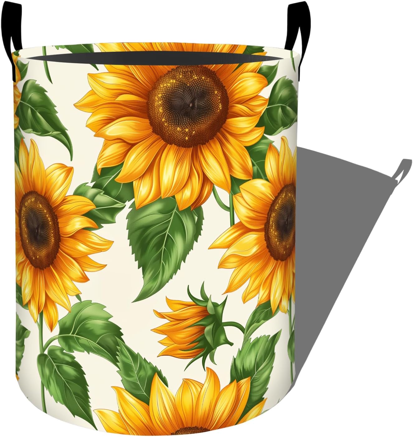 Sleeping Red Fox in Wildflowers Laundry Basket with Handles, 19.7"x15.7" Clothes Foldable Laundry Hamper Organizer for Dorm Nursery Bedroom Bathroom Decor, Toy Storage Bin for Kids