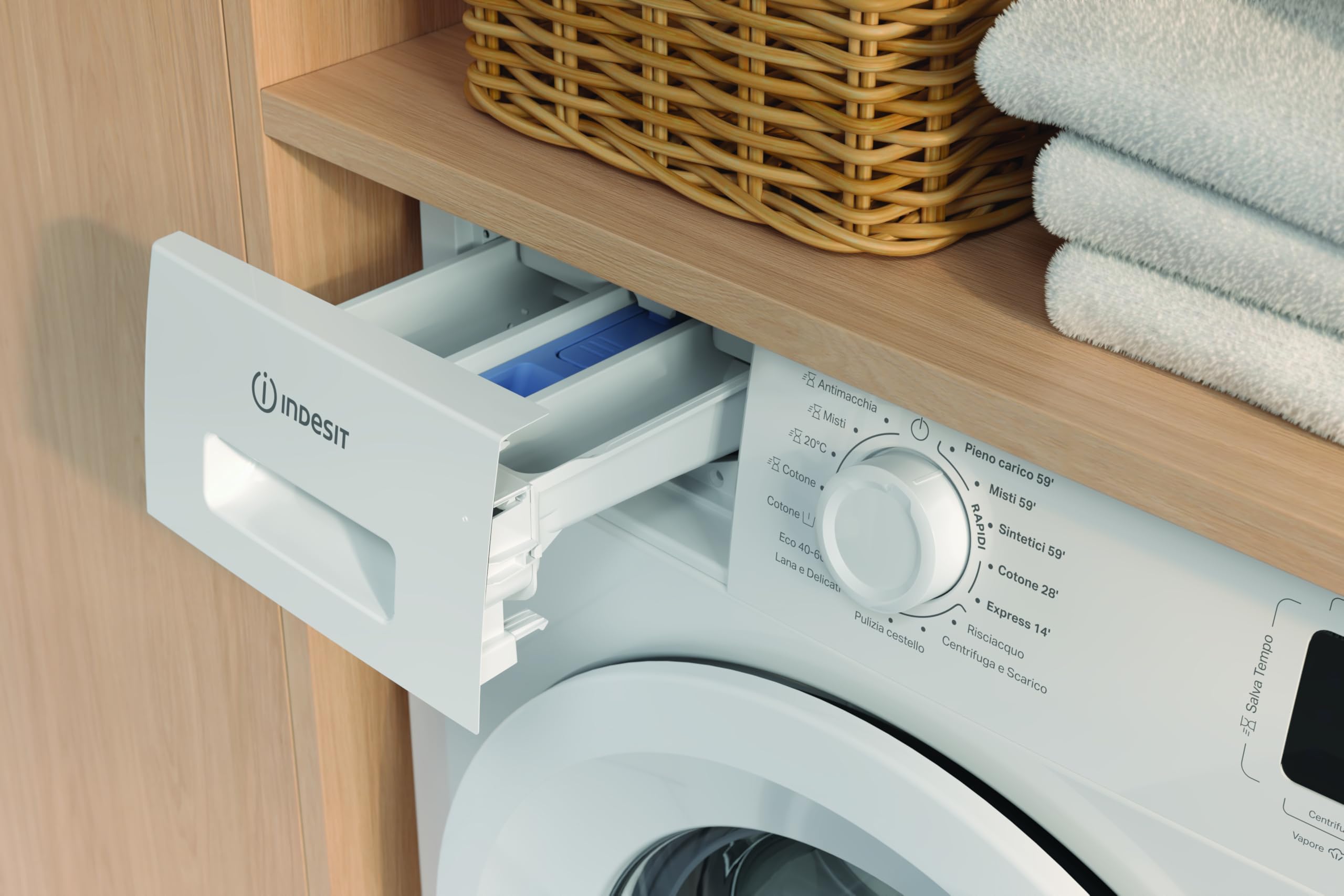Indesit IM 640 MY TIME IT, Lavatrice 6 kg Libera Installazione Slim, Carica Frontale, Centrifuga 1000 Giri al Minuto, Dimensioni 84.5 x 60 x 44.6 cm, Classe Energetica B