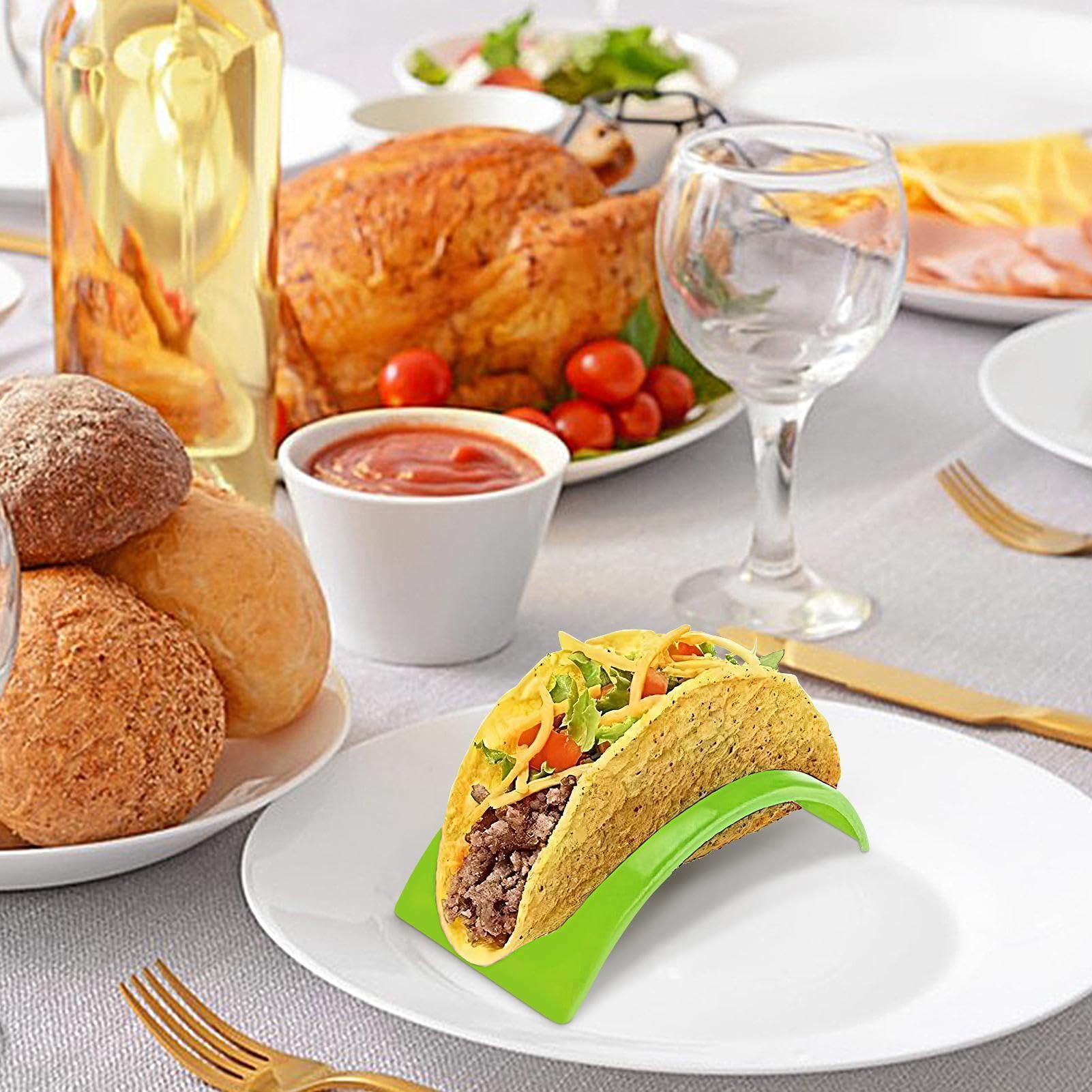 Support à Tacos Individuel - Plateau Réutilisable Antiadhésif, 11x4.8x3.5cm, Pour Tacos, Sandwiches, Hot-Dogs