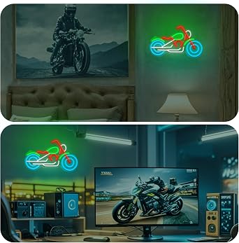Anywin Motorbike Neon Signs, Motorcycle Night Light, Garage LED Signs with Dimmer for Wall Decor, Gifts for Men, Father, Harley Davidson Fans & Motorcycle Enthusiasts for Birthday, Father's Day, Xmas [Energy Class G]