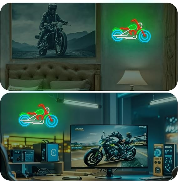 Anywin Motorbike Neon Signs, Motorcycle Night Light, Garage LED Signs with Dimmer for Wall Decor, Gifts for Men, Father, Harley Davidson Fans & Motorcycle Enthusiasts for Birthday, Father's Day, Xmas [Energy Class G]