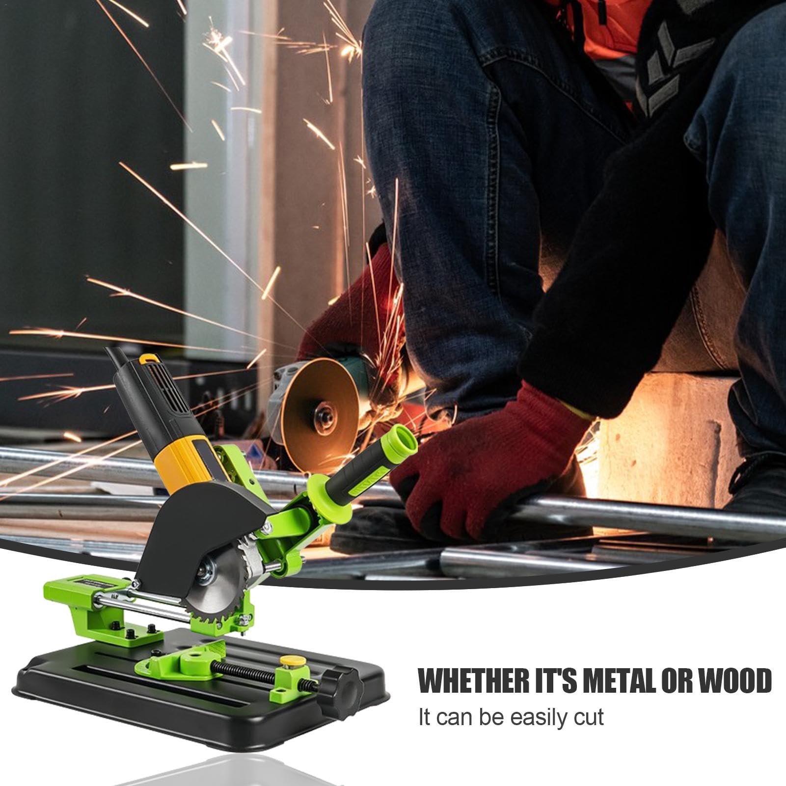 Mesa de ajuste de amoladora angular, máquina de corte de sierra a | prueba de óxido, barra de tracción de escritorio, soporte resistente al calor con base gruesa, ángulos ajustables para metal