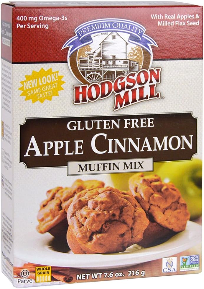 Hodgson Mill Apple Cinnamon Gluten-Free Muffin Mix, 7.6-Ounce Boxes (Pack of 6), Gluten-Free Muffin Box Mix, Delicious and Easy Breakfast or Nutritious Snack, Use as a Gluten-Free Pancake Mix