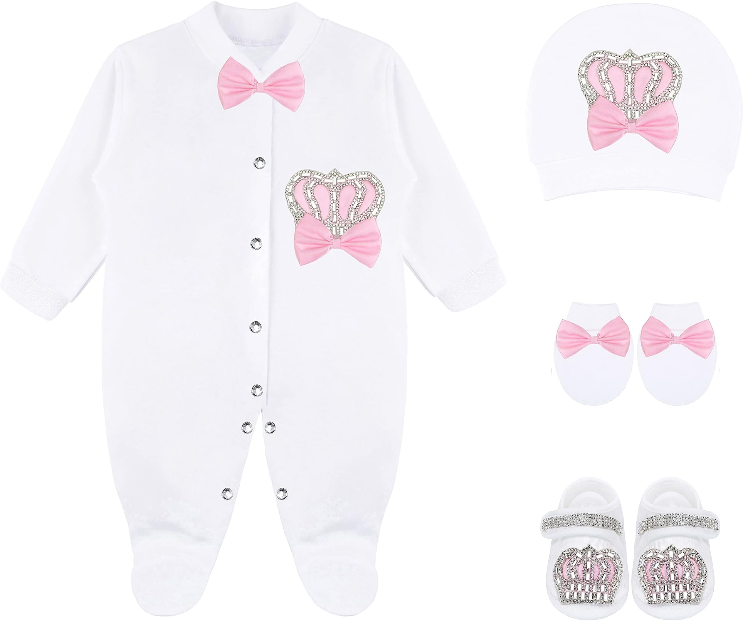 Baby Girl Newborn Jewels Layette 4 Piece Gift Set