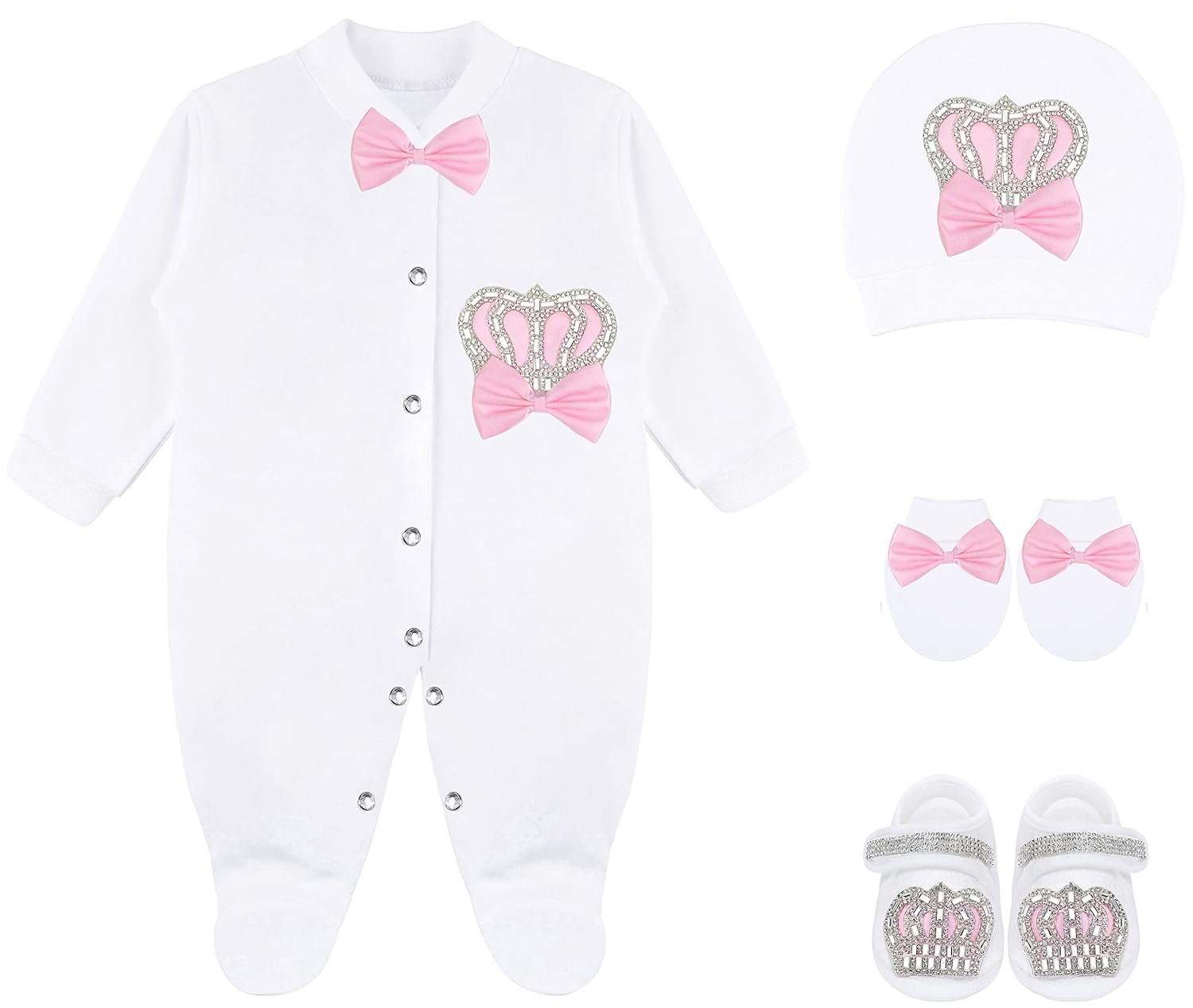 Lilax Baby Girl Jewels Crown Layette 4 Piece Gift Set 0-3 Months Pink - Review, Price and Buying Guide