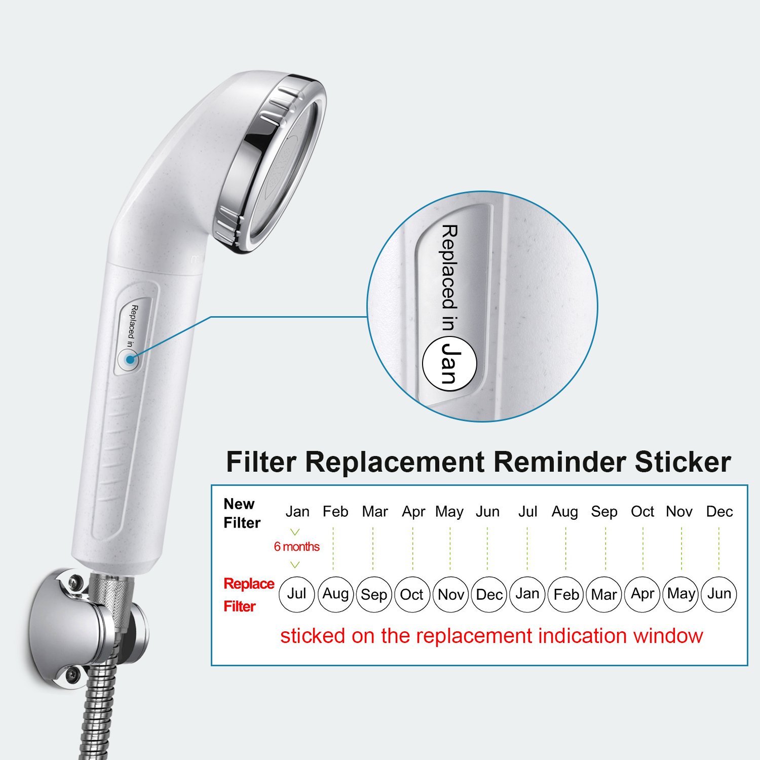 Miniwell Shower Head Filter L750 Handheld High Pressure Filtered