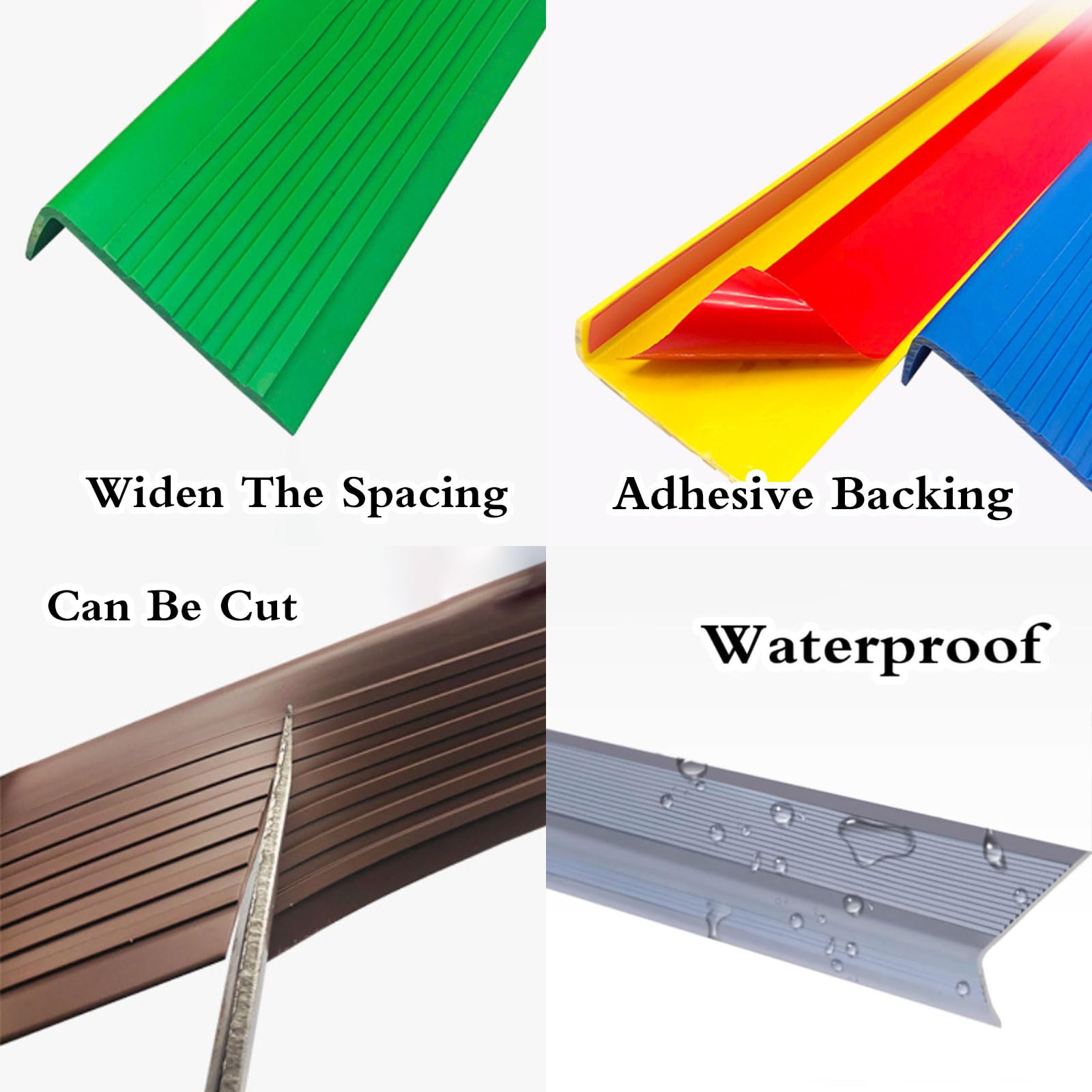 Borde de Escalera de Tira Protectoras,Borde Antideslizante en Forma de L Autoadhesivo,Perfil de PVC Autoadhesivo de Borde para escaleras,Perfil de Esquina PVC para Escaleras.