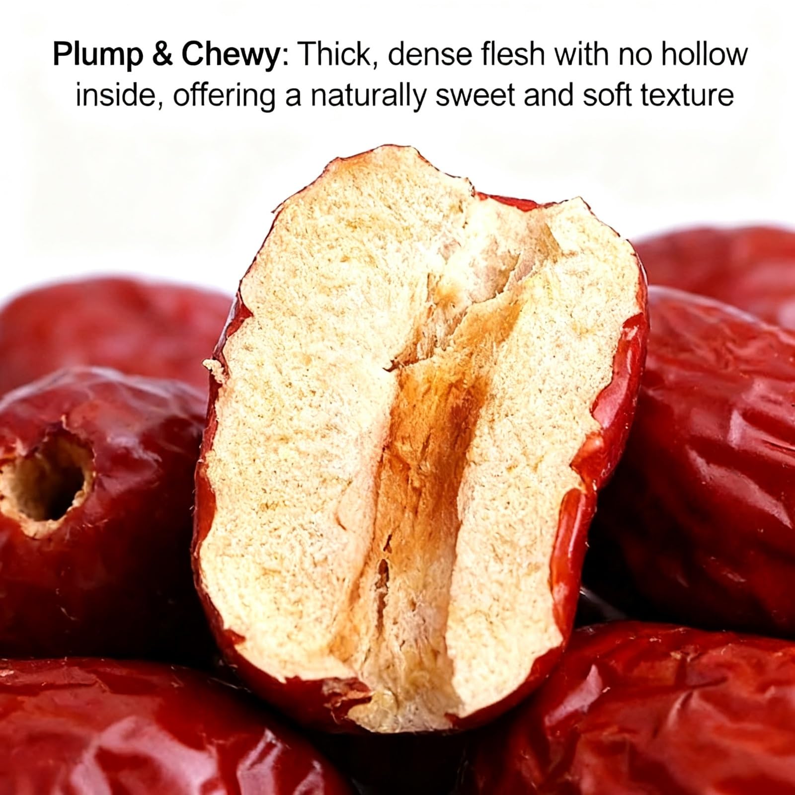 250 g de dátiles rojos secos, azufaifas de pulpa gruesa y corazón pequeño, dulces naturales, té, gachas, sopa y repostería.(1000g)