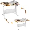 Tektalk Puzzle Table with Folding Table Top Height Adjustment Puzzle Board with 2 Felt Covers and 8 Sorting Trays Enclosed with 4 Roller Wheels for up to 2000 Puzzle Pieces