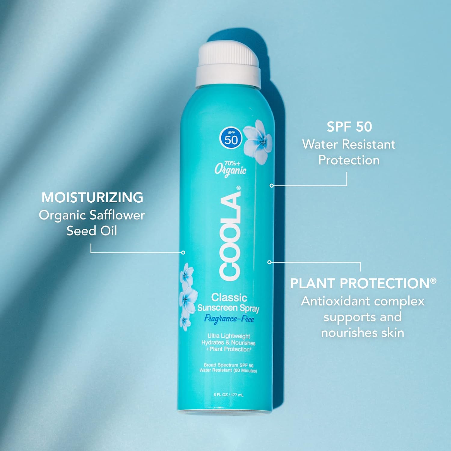 COOLA Organic Sunscreen SPF 50 Sunblock Spray, Dermatologist Tested Skin Care For Daily Protection, Vegan and Gluten Free, Fragrance Free