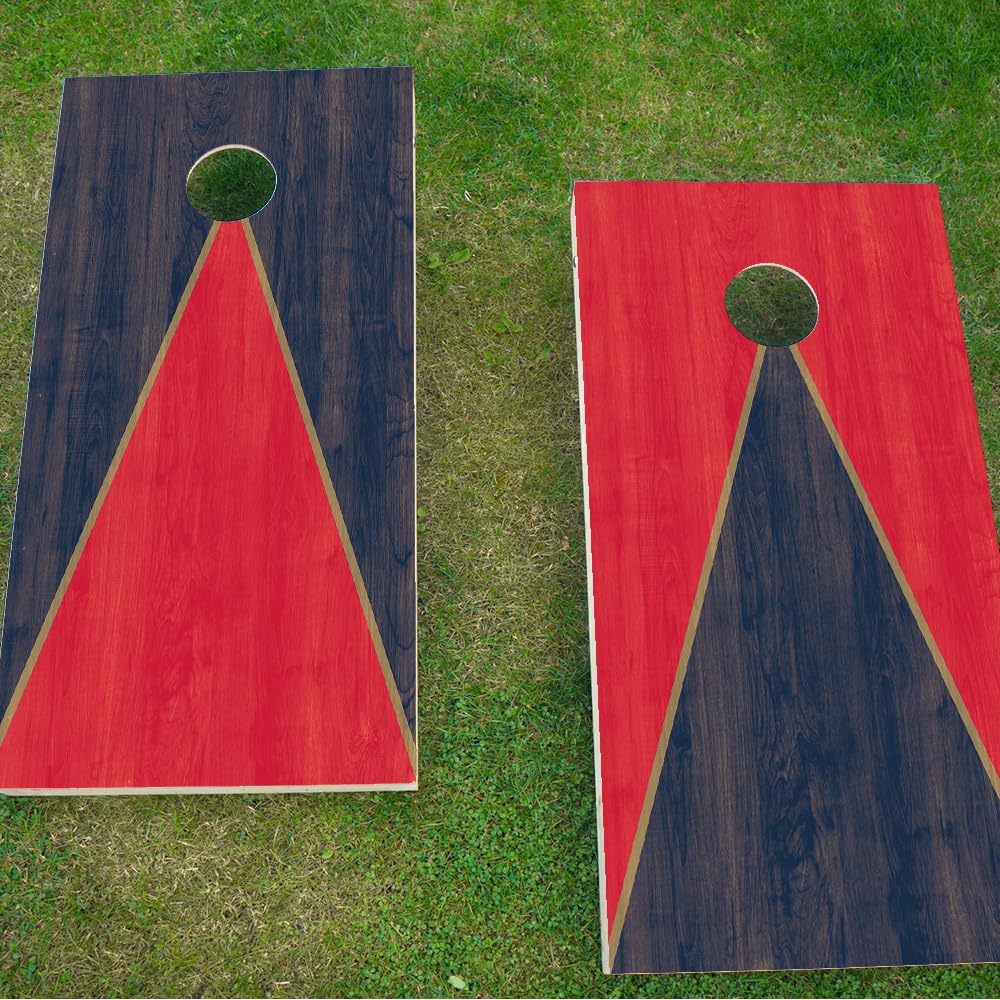 Custom Sports Navy Red Golden Cornhole Board Wraps Kit | Vinyl Decals for Cornhole | 2-Pieces | Made in USA | Premium Cornhole Vinyl Skins