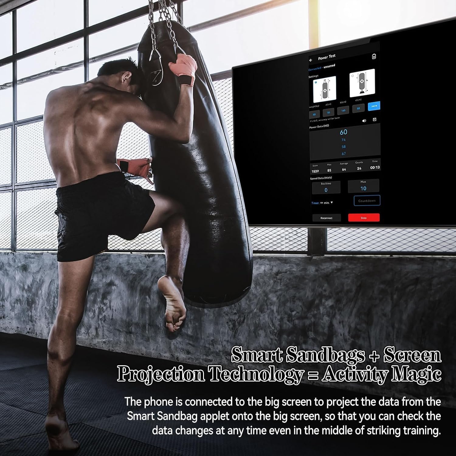 Monitor Intelligente della Forza per Sacco da Boxe, Misuratore di Potenza, Test di velocità, Dati E Curva in Tempo Reale, Durata della Batteria di 200 Ore, Avviso Vocale, White
