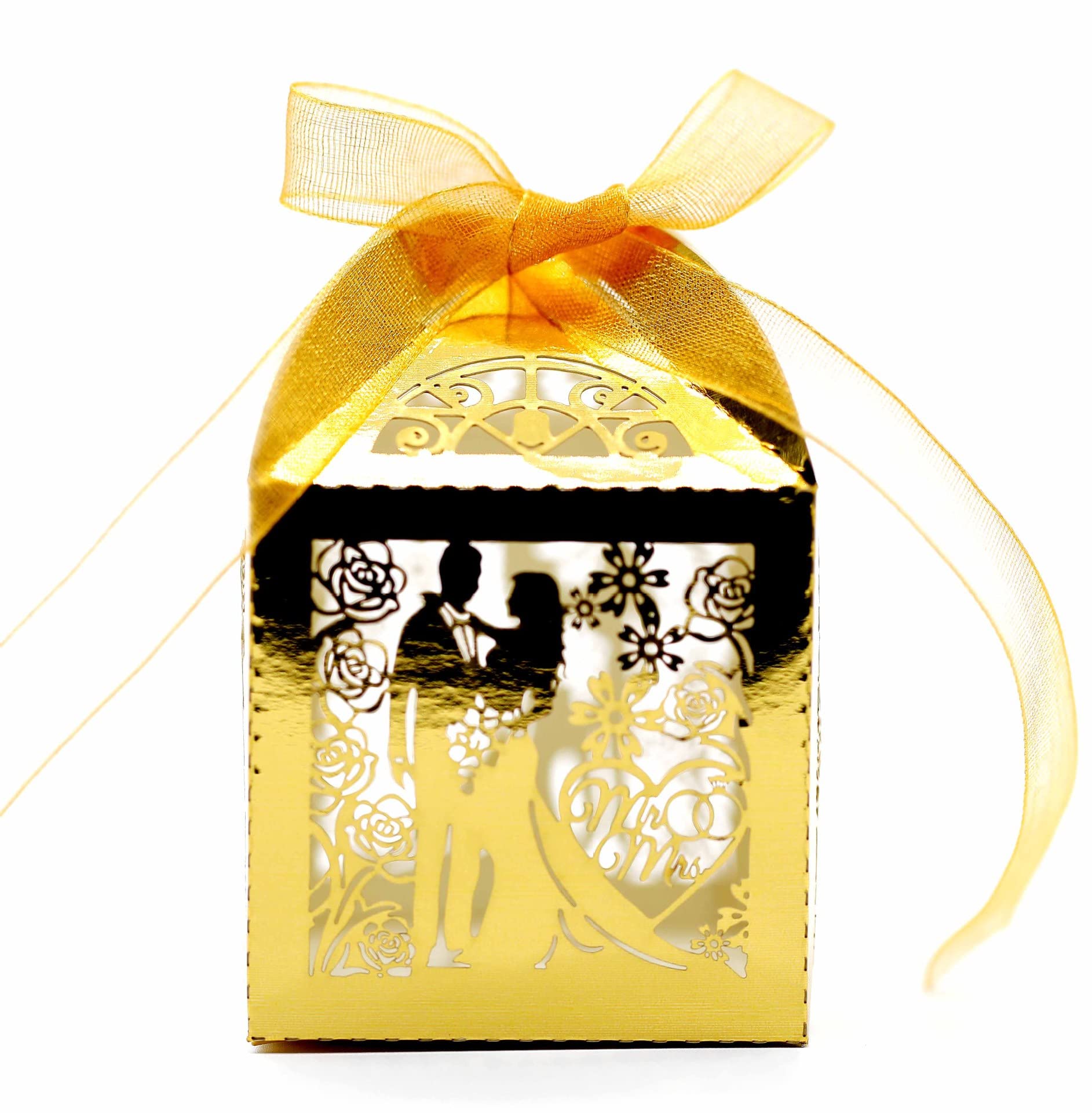 Cajas De Regalo Para Bodas – 50 Unidades, Diseño Láser Romántico, Para Dulces O Chocolates, 5x5x8 Cm