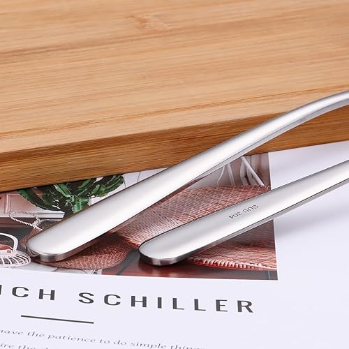 Miniatura 6 de Cucharón de sopa de acero inoxidable SUS304 de 2 onzas para servir, cucharón de salsa de 9.5 pulgadas (plateado) (juego de 2)