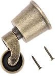 dophee 4Pcs Vintage Bronze Swivel Round Cup Caster, Universal Metal Pulley Wheel Swivel Wheel Caster for Chair Table Sofa Cabinet Furniture Hardware, for 25-30mm/1"-1.18" Wood Legs