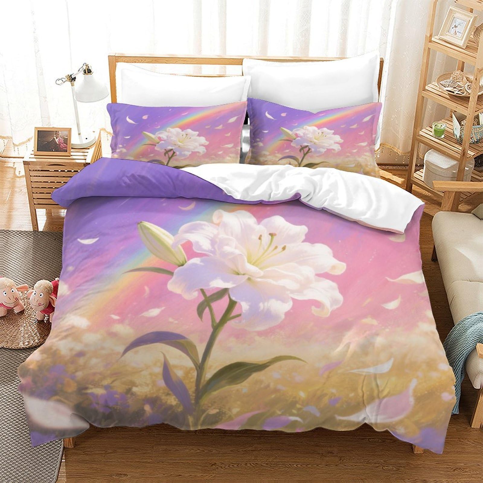 Housse de couette Lily imprimée en 3D avec microfibre douce et fermeture éclair cachée