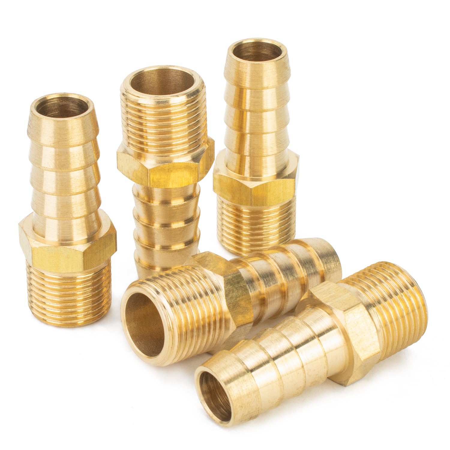 Ltwfitting Men's Pack Of 5 Brass Barbed Fitting Coupler/Connector 3/8-Inch Bspt X 12Mm Hose Barb(Pack Of 5)