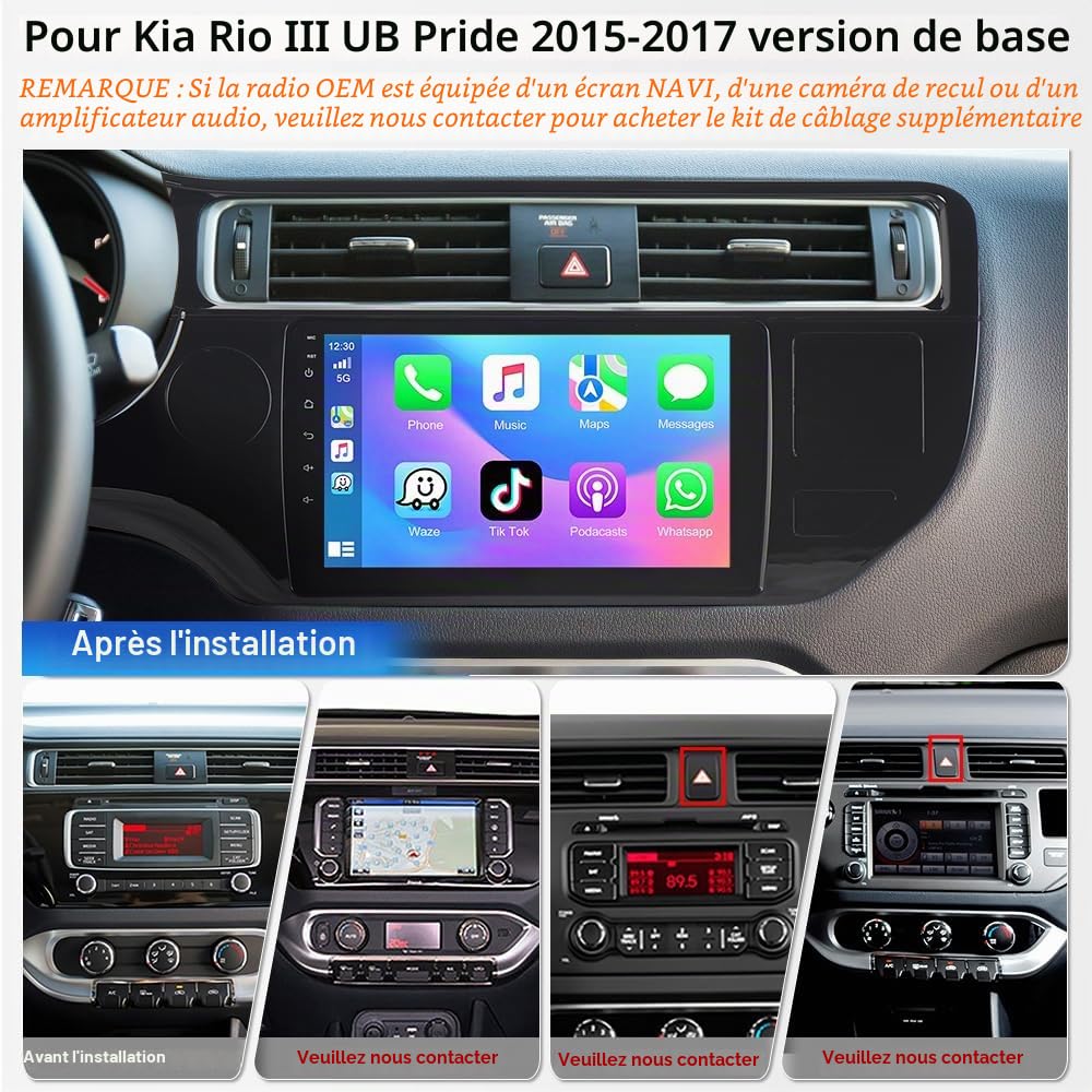 9 Pouces Autoradio pour Kia Rio III Pride UB 2015-2017 Low-End