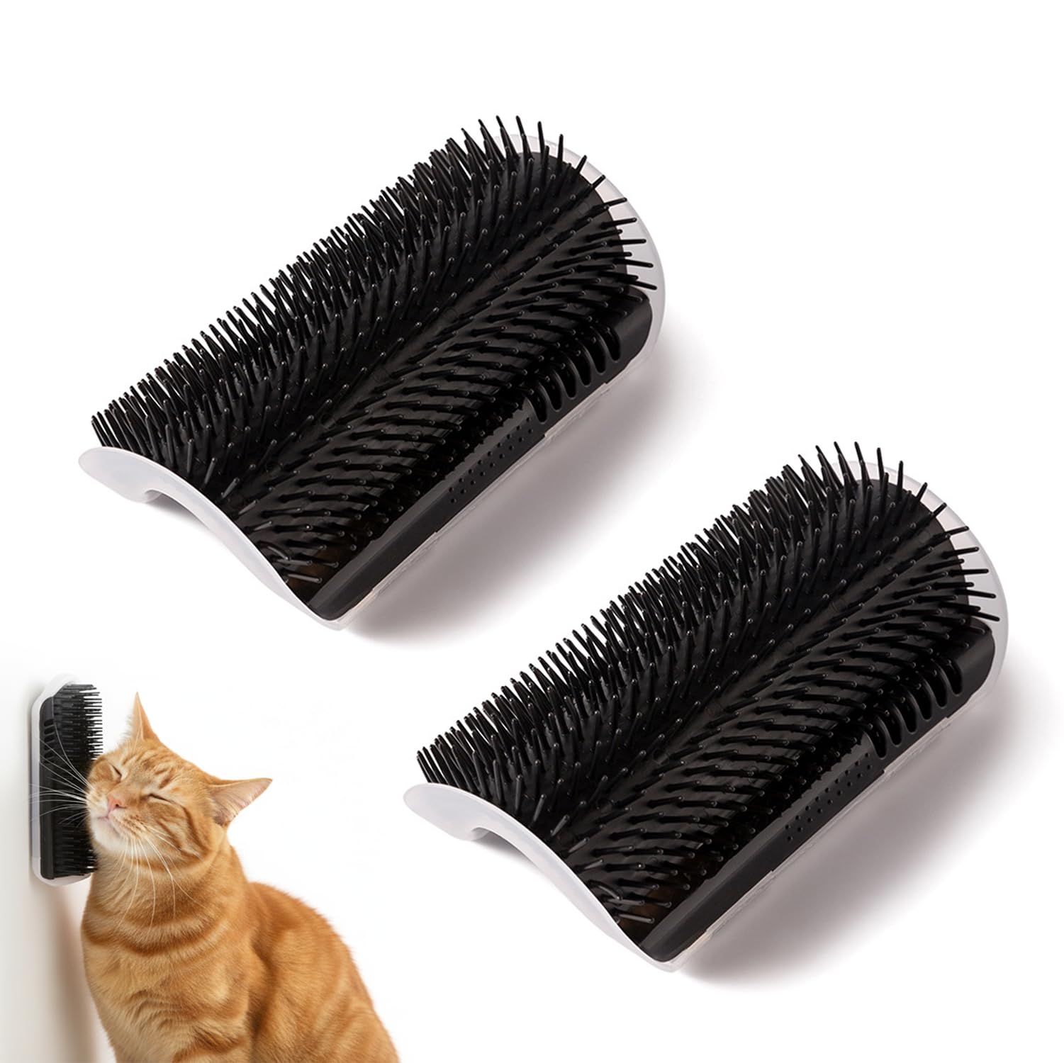 2 Pack Black Catnip Wall Massage Corner Brush for Long & Short Fur Cats and Kittens,C-at Self Groomer Scratcher, Soft Comb Cat Corner Brush,Wall Mounted Cats Scratcher-image-11