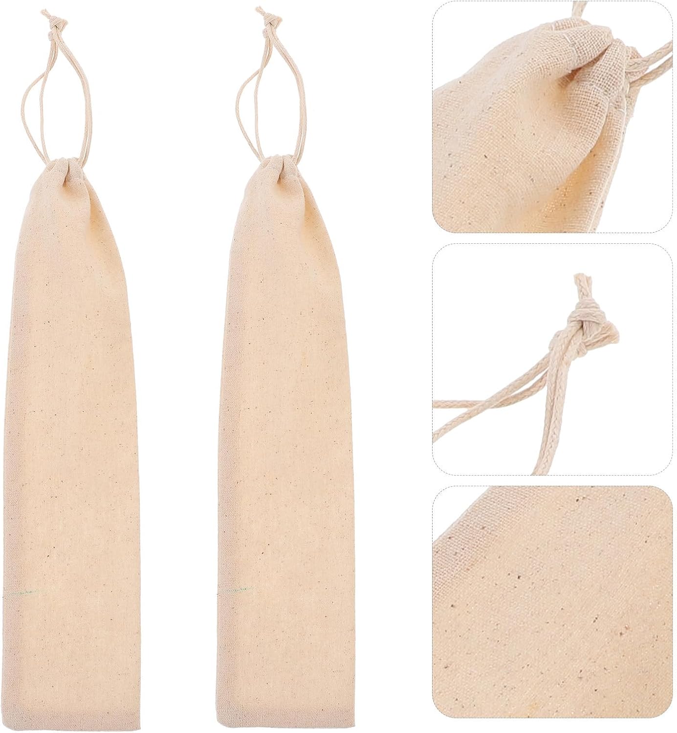 10pcs Reusable Cotton Cloth Drawstring Cutlery Packing Pouch for Chopsticks and Tableware Storage, Portable and Lightweight, for Restaurant Use or Easily Put in Your Lunch Bag