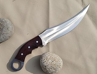 Fexmoo -7253 Custom Handmade D2 Steel Hunting Karambit Knife, D2 Steel 13-Inch Bowie Knife With Sheath, Silver - Mega Blades