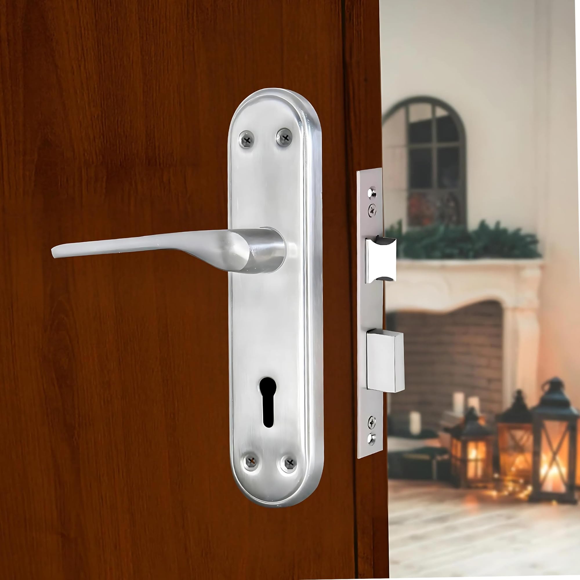 Crust Heavy Duty Mortise Door Lock Set for Main Door, Door Lock for Bedroom, Door Handle Lock Set Body for Main Door Lock, Office/Hotel/Bathroom (Matt Finish) Ky-CRZ011