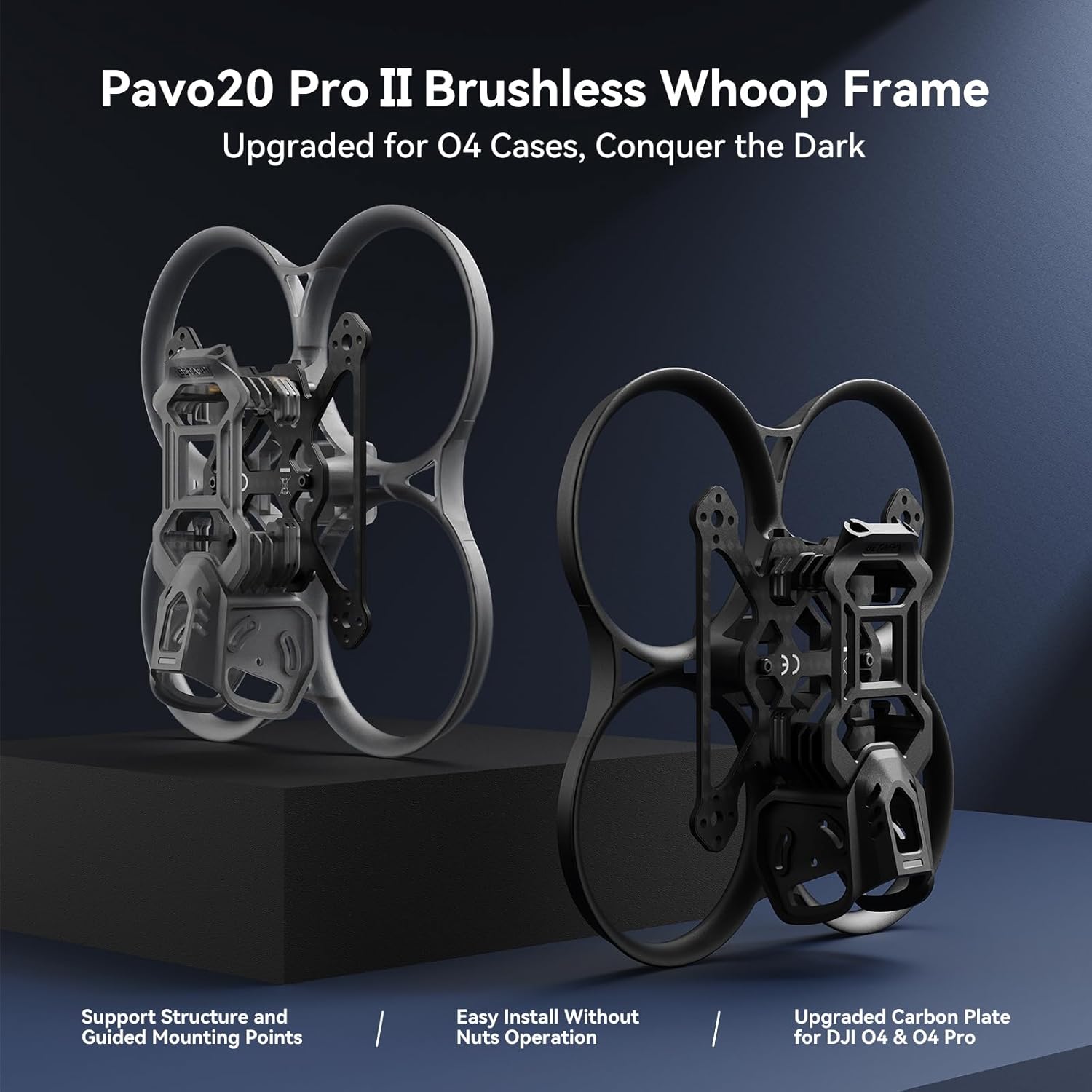 BETAFPV Pavo20 Pro II Brushless Whoop Frame with HD VTX Bracket for O4 Air Unit Pro, PA12 Thickened Duct, Dual Camera Fixed Hole Compatible for O4 /O4 Air Unit Pro